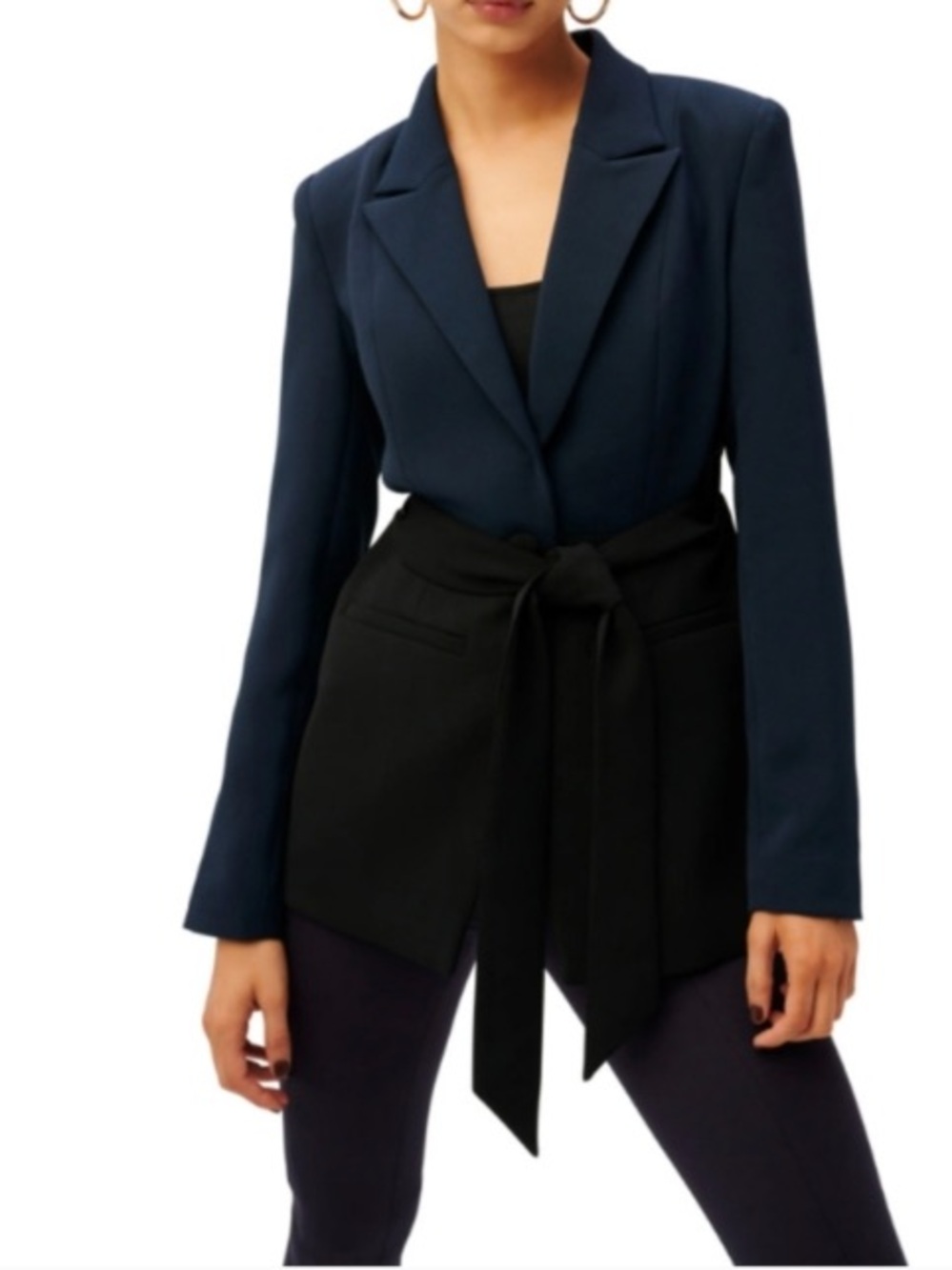 NWT Good American Fit & Flatter Belted Blazer in Navy Black  sz 7 4xl
26 28
